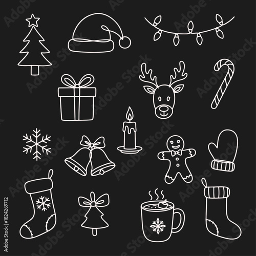 Hand made Christmas doodle art vector illustration