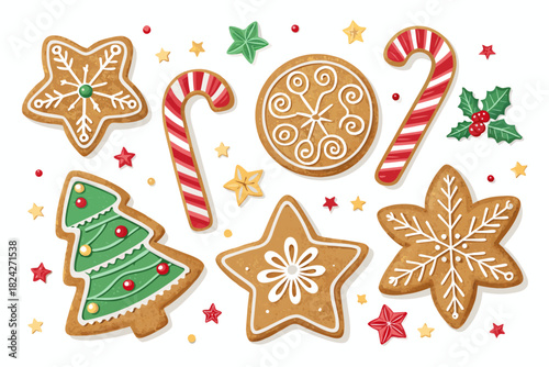 Crisp Gingerbread Cookies With Candy Canes Premium Digital Asset
