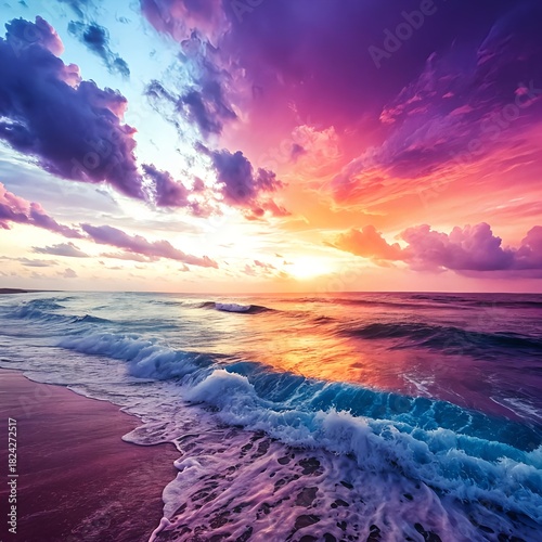 Abstract Sunset Gradient Digital Texture with Purple, Pink, Orange, and Blue