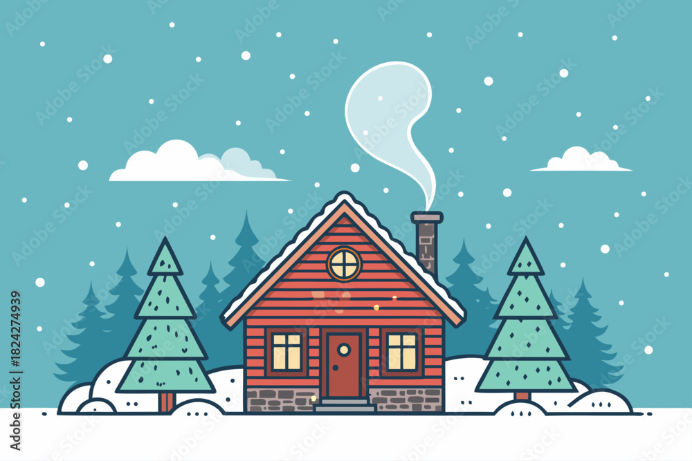 Naklejka premium Showcasing Cozy Winter Cabin With Stunning Creative Visual