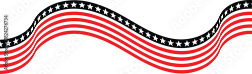 Wavy American Flag Border Vector Element