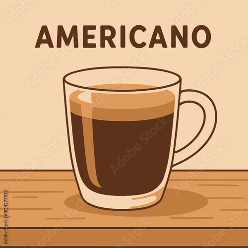 vector illustration of a americano in glass