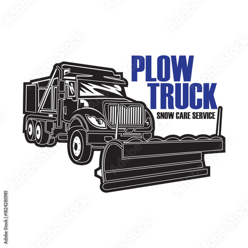 Snow Plow truck vector badge design logo, good for snow plow truck business company logo