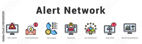 Alert Network Modern and clean web banner illustration featuring thematic icons for visual communication