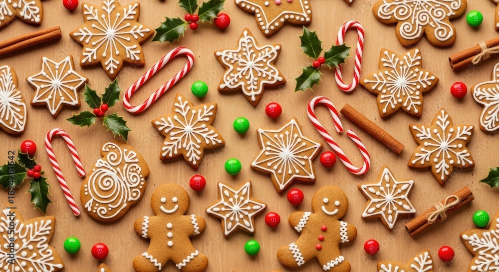 Fototapeta premium Gingerbread Christmas Cookie Pattern