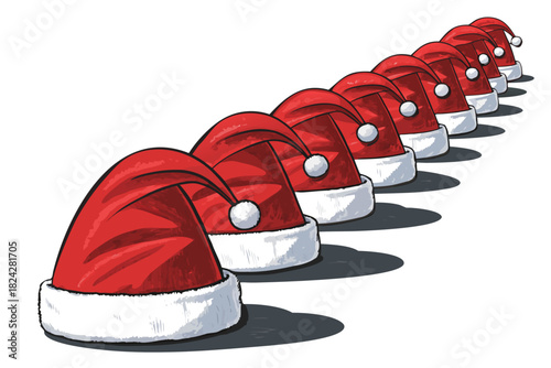 Depicting Santa Hat With Shadows And Shiny Vibrant Professional Photo