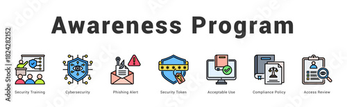 Awareness Program Modern and clean web banner illustration featuring thematic icons for visual communication