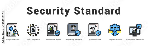Security Standard Modern and clean web banner illustration featuring thematic icons for visual communication
