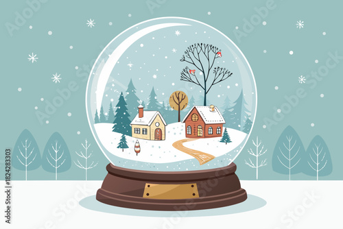 Snow Globe With Miniature Winter Village Premium Digital Asset Suitable for Design
