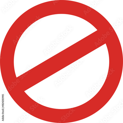 Red prohibition sign with diagonal line on white background Keywords: prohibition, sign, symbol