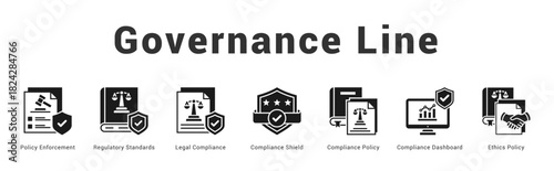 Governance Line Modern and clean web banner illustration featuring thematic icons for visual communication