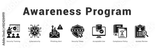 Awareness Program Modern and clean web banner illustration featuring thematic icons for visual communication