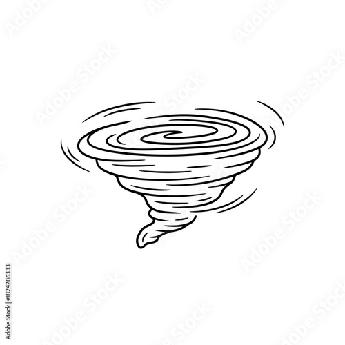 Black and White Tornado Illustration Depicting a Powerful Weather Phenomenon.