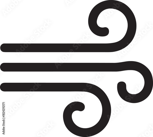   Wind icon in bold vector style, ideal for weather, airflow, breeze, climate conditions and environmental themes. 