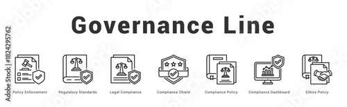 Governance Line Modern and clean web banner illustration featuring thematic icons for visual communication