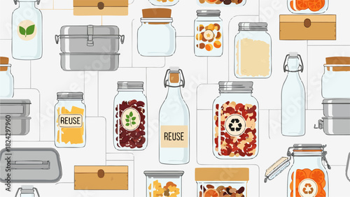 Sustainable Living Collection of Reusable Glass Jars and Metal Food Storage Containers