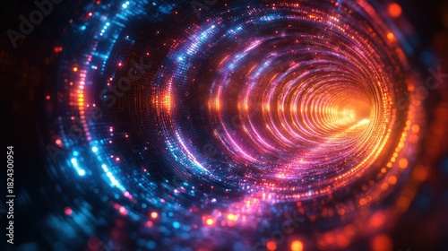 Illuminated Tunnel: An abstract depiction of a futuristic tunnel glowing with neon lights, creating a sense of movement and immersion. The mesmerizing visuals evoke concepts of speed.