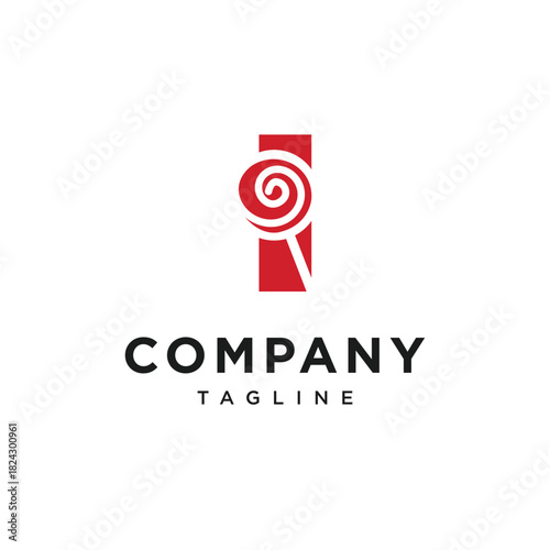 Letter I Candy Stick Logo Icon Vector