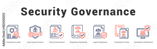 Security Governance Modern and clean web banner illustration featuring thematic icons for visual communication