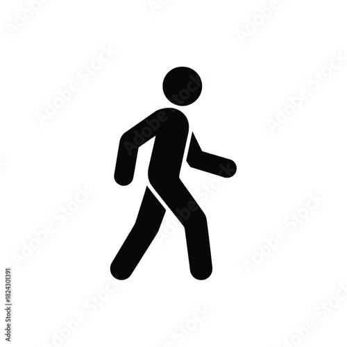 Simple black silhouette of a person walking forward