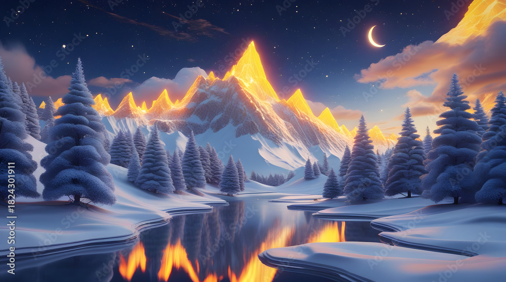 Fototapeta premium Lunar Serenity Peaks.