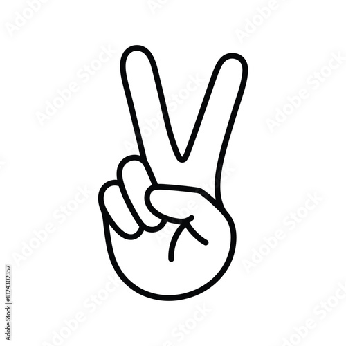 Hand making the peace sign with two fingers up