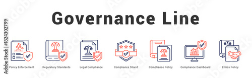 Governance Line Modern and clean web banner illustration featuring thematic icons for visual communication