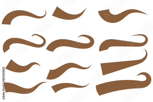 Swash and swooshes tails icon, Typography font curve tail, Text swooshes collection, Calligraphic swoosh tail set, Texting letters tail for lettering or baseball club