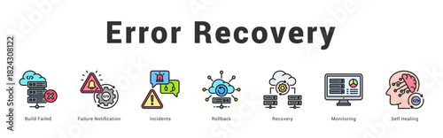 Error Recovery Modern and clean web banner illustration featuring thematic icons for visual communication