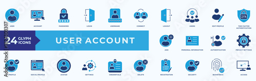 User Account Illustration Vector Flat Blue Style