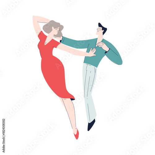 Man and Woman Romantic Couple Dancing Enjoy Love Story and Relationship Vector Illustration
