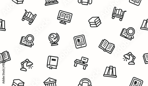 Library pattern background vector design