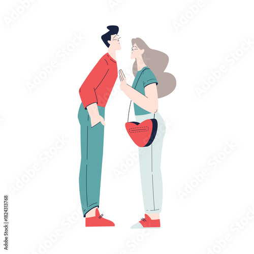 Man and Woman Romantic Couple Enjoy Love Story and Relationship Vector Illustration