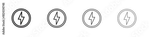 Lightning bolt icon, modern stroke line art logotype graphic design pack