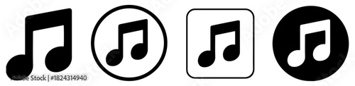 music note icon buttons set vector