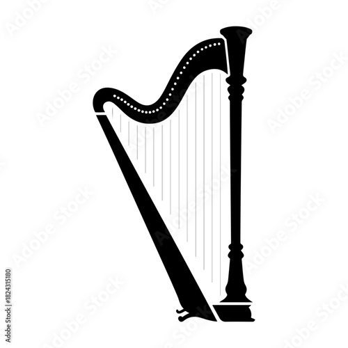 harp music icon silhouette vector