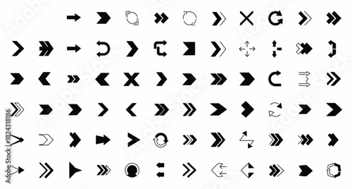 Diverse Arrow Set Collection for Web Design and User Interface Directional Elements with Navigation Graphics Forward and Back Indicators in Multiple Styles