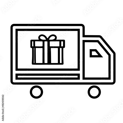 Gift delivery truck icon vector for shipping logistics ecommerce services
