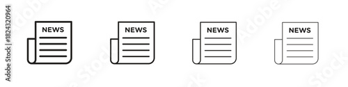 News icon, modern stroke line art logotype graphic design pack