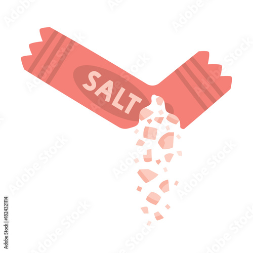 Salt Pour of Portion Package Used in Culinary Vector Illustration