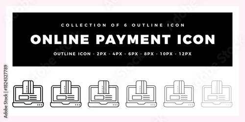Pack of 6 Outline Vector online payment icon