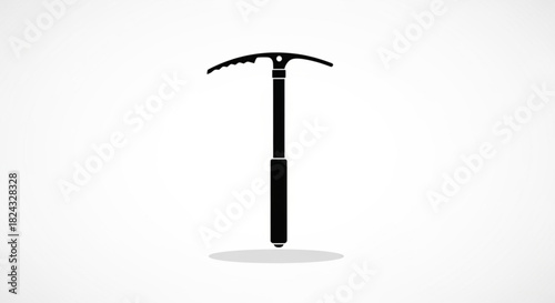 Black silhouette icon of an ice axe, a mountaineering tool used for climbing ice and snow