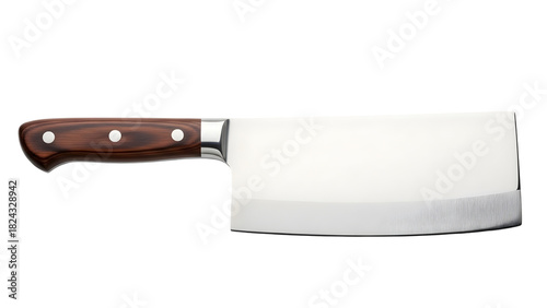 Sharp chef knife with wooden handle on White background