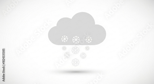 Simple gray icon representing a cloud with snowflakes falling down