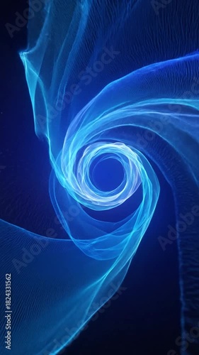 Abstract swirling blue energy vortex digital animation on dark background