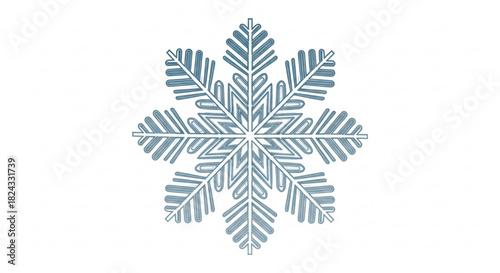 Stylized blue snowflake icon with eight distinct arms, beautifully detailed and for winter design use