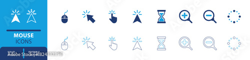 mouse computer icon set, solid style, vector illustration