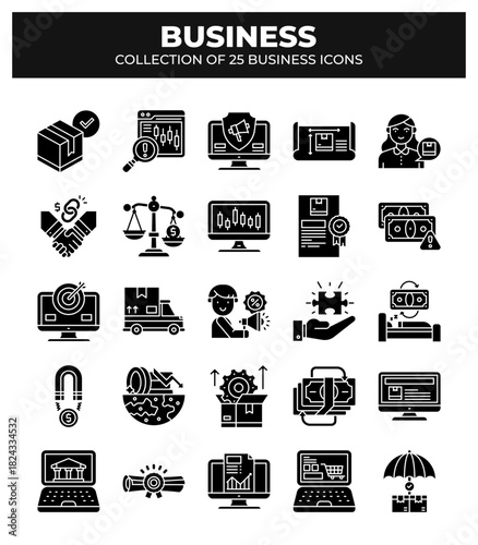 Collection of 25 Business Icons: Marketing. Finance. and Management