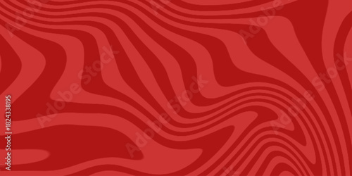 Abstract red wavy lines pattern background. Vector psychedelic retro style backdrop.  Dynamic background. Seamless pattern vector.