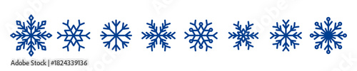 Vector illustration of snowflakes icon set on transparent background